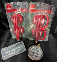 4 Assorted Car/Machinery Tools, Includes 4 Dent Repair Suction Cups, Pressure Gauge, and Ativere Grease Gun Coupler