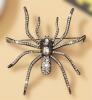 Vintage Inspired Black Spider Brooch With Sparkling Rhinestone Accents Gun Metal Back Approximately 3.4 x 3 Inch