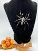Vintage Inspired Black Spider Brooch With Sparkling Rhinestone Accents Gun Metal Back Approximately 3.4 x 3 Inch - 4