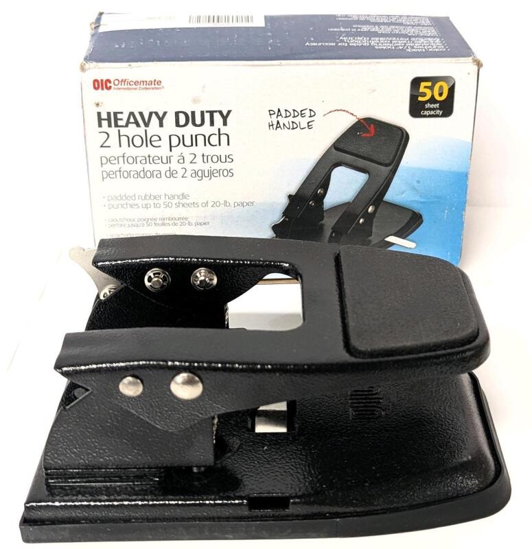 As-New OIC Heavy Duty 2-Hole Punch, Punches Up To 5p Sheets of 20-lb Paper
