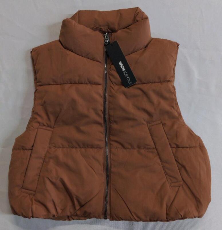 New Size S Women's Puffer Vest, Brown