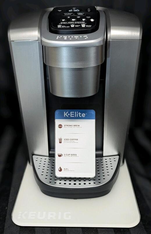 [Display Only, No Innards] Neat New 1:1 Scale KEURIG K-Elite Display Piece With Base & Card, 13.25" Tall