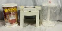 3 Vintage Food Appliances, Includes Vegomatic Food Preparer and 2 Hamburger Presses