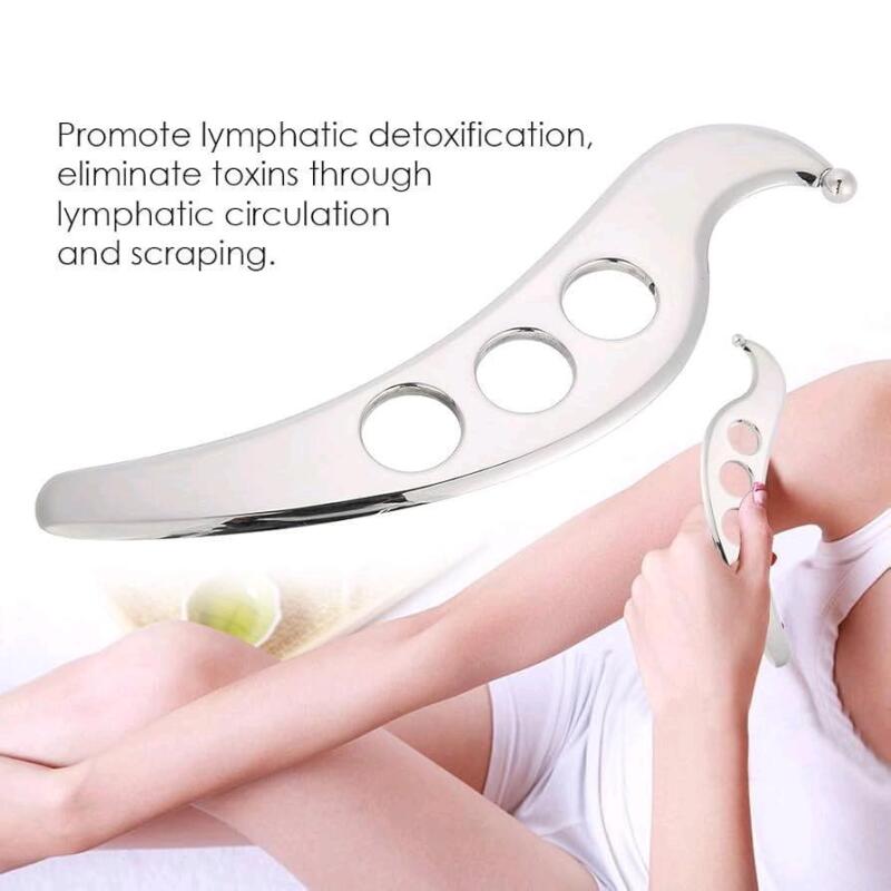 New GUA SHA Stainless Steel Body Scraping Chiropractic Massage Tool With Carry Bag, 7.5" Long