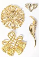 4 Vintage Brooches Up to 2" Diameter