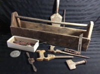 Vintage Tool Box Tote with Tools