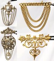 4 Vintage Dangly Brooches. Up to 3" Long