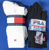 6 New Pairs Size 4-10/9-11 Women's FILA AbsorbDry & TOMMY HILFIGER Cotton Blend Socks