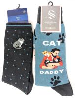 2 New Pairs Size 9-11 Women's / Size 7-12.5 Men's Cat Socks ; Reitman's & Sock Smith Cat Daddy