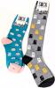 2 New Pairs OS Women's SOCK IT TO ME : Feline Fine Women's Crew & Winking Cat Knee Highs