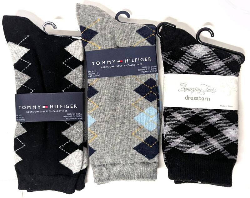 3 New Pairs Size 9-11 Unisex Socks, 2&times; TOMMY HILFIGER, 1&times; Dress Barn