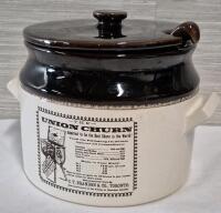 Vintage Union Churn Crock Pot with Lid and ladle 7" Tall