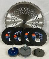 8 Cutting/Grinding Discs, Includes 10&rdquo; Brush Cutter Blade (80T), 4 Mastercraft Cutting Blades (4.5&rdquo; x 3/32&rdquo;) and 3 Grinding Wheels