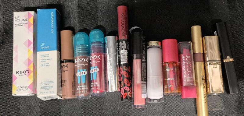 [See Desc] 14 Lip Beauty Products Lip Sticks, Gloss, Slumping Lips ++ NYX, Rimmel, GrandeLips, KIKO++ Variety of Colors 2.4 mL - 5mL