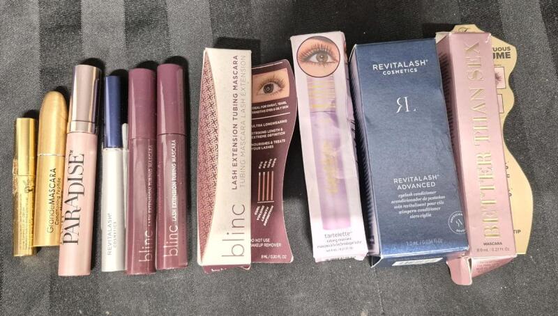 [See Desc] 10 Eye Beauty Products Mascaras & Lash Conditioner - Grande Mascara, Blinc Tarte Revitalash & Better Than Sex Mascara 0.7mL to 9mL