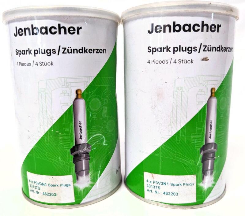 8 New INNIO Jenbacher Spark Plugs, 4&times; P3V3N1 33147S Spark Plugs Per Container, Art. 462203, Not All Cans Sealed, 2 Containers Per Lot