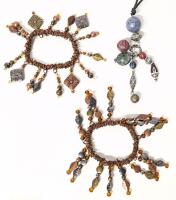 2 Neat Dangly Metal Expansion Bracelets & Dangly Necklaceon 30" Long Cord