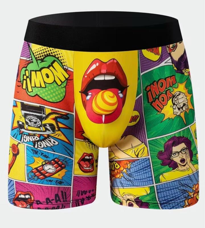 New Colorful Size XXL Super Soft & Breathable Men's Printed Boxer Shorts Elastic Sports Shorts for Daily Casual Wear, Lounge, Gym | 95% Polyester 5% Spandex Machine Wash