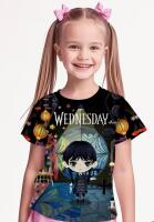 New Size 7-8 Y Girls' Wednesday Manga Graphic Tee Machine Washable 100% Polyester Stock photos added