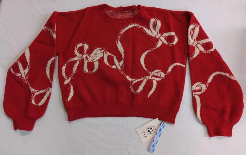 New Size L Cider Red Ribbon Cropped Sweater