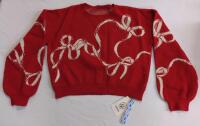 New Size L Cider Red Ribbon Cropped Sweater
