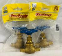 3 New Pex-Ready Pex Stop Valves, 1/2&rdquo; Diameter, #1550246LF