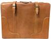 Large Vintage Mid Century Modern Leather Suitcase, 24" &times; 9" &times; 18.75", Locks Do Not Set Easily, Wear On Inside, No Odor, Without Key