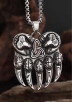 Viking Odin Bear Claw Pendant Celtic Knot Necklace Nordic Rune Amulet Navian Pendant approximately 1.5&rsquo;&rsquo; Chain 22&rsquo;&rsquo;