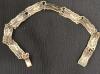 1940's Siam Sterling Link Panel Neillo Bracelet with Black Enamel - Dancing Mekhala Goddess Of Lightning 6.4" long