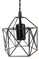 New Small Metal Geometric Black Industrial Chandelier Lighting, Cage 5.5" Tall