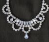 STUNNING Vintage Signed Weiss Skyblue Rhinestone Necklace 15.5" Long