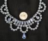 STUNNING Vintage Signed Weiss Skyblue Rhinestone Necklace 15.5" Long - 3