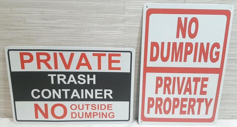 2 New Metal Signs | No Dumping