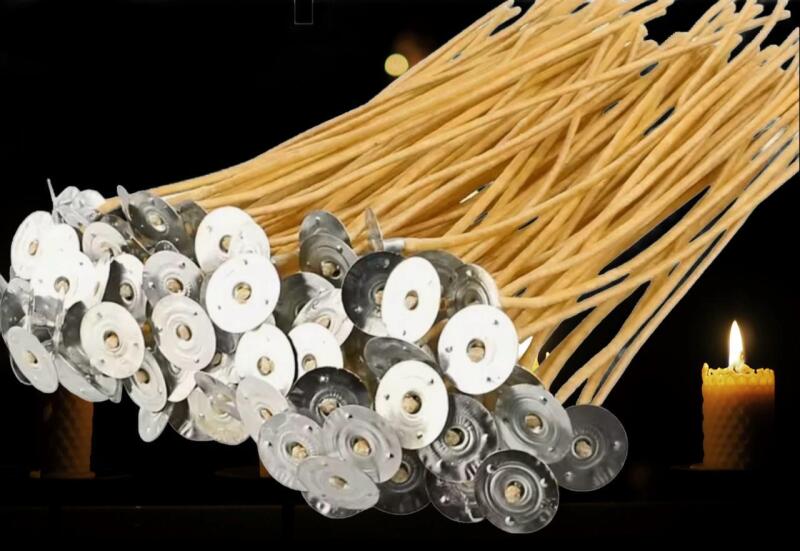 New 100pcs 6-Inch Pre-Waxed Beeswax Candle Wicks with Hemp Coupling, Slow-Burning, 2mm Diameter - Ideal for DIY Candle Making, Craft Supplies|Natural Beeswax Wicks- Stock photos added