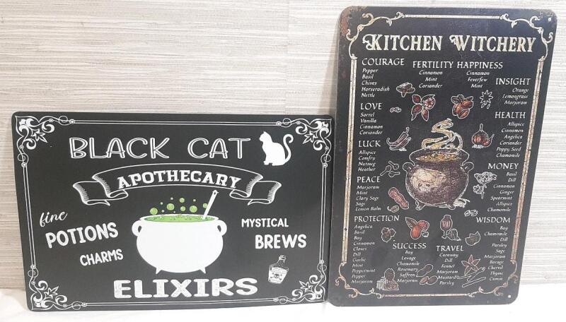 2 New Metal Signs | Witch Cauldron