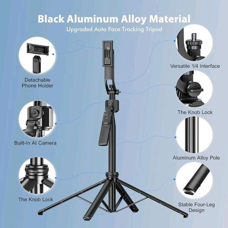 As New FOURPILLARS 68"/173cm Extendable Auto Face Tracking Tripod with Stand, 360&deg; Rotation Tripod for Smartphones.
