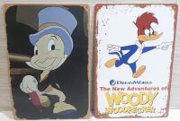 2 New Cartoon Metal Signs | Jiminy Cricket & Woody Woodpecker
