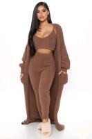 New Size XL Women's FASHION NOVA Living In It 3 Piece Legging Set, Mocha | Retails Over $60!