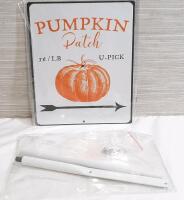 New Pumpkin Patch Metal Sign w/ Metal Stands