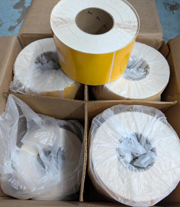 8 New Rolls Of Yellow Labels.