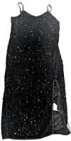 New Size 0XL Women's Lined Sequined Sleeveless Mini Dress, With Slit At Side & Zipper At Back