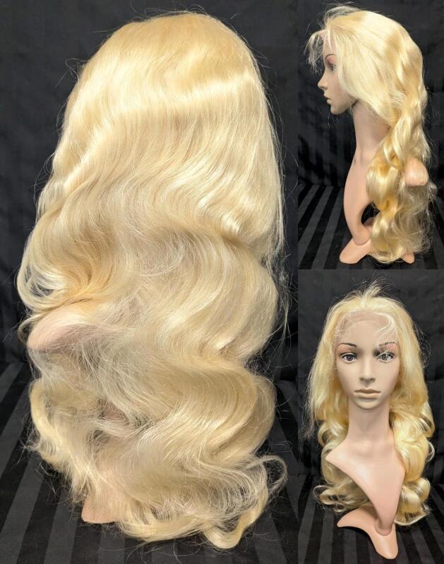 New 26" Long Synthetic Wavy Blond Hair Full Lace Wig