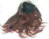 New 22" Synthetic Red Ombre Over Brown Lace-Front Wig With Wig Cap, 2.5" Diameter Hoop Earrings & Decal Stickers - 5