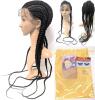 New 30" Long Lace Front 6-Braid Wig With Braid Beads, Wig Cap & 3D Wispy False Eyelashes (Unable to Determine if Human Hair Or Artificial)