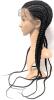 New 30" Long Lace Front 6-Braid Wig With Braid Beads, Wig Cap & 3D Wispy False Eyelashes (Unable to Determine if Human Hair Or Artificial) - 3