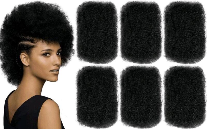 6 New 14" Bundles of Kinky, Textured Hair For Braiding, Hair Extensions, Crafting + (Unable to Determine If Human Or Artificial) & Hook Tool