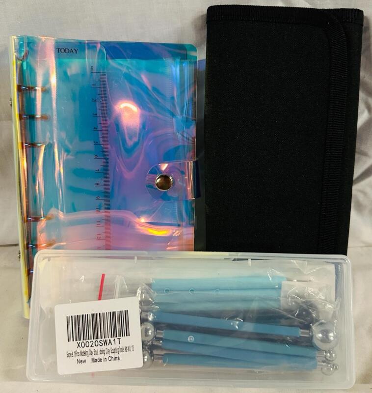 3 Arts and Craft Supplies, Includes Supply Case Booklet with Ruler (12 Pages, 7&rdquo; x 4&rdquo;), Black Supply Case (6 Pockets, 8&rdquo; x 3&rdquo;) and Clay Sculpting Tools (16 Pc)