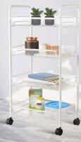 New 4-Tier Rolling Utility Cart, Metal Basket Shelf Storage With Wheels