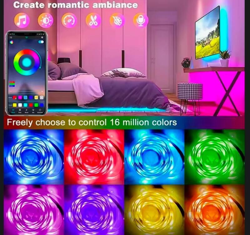 New USB LED Strip Lights RGB 5949 1-40mm Color Changing Bluetooth App Control, LED Lamp Diode Tape Ribbon 5m With Remote