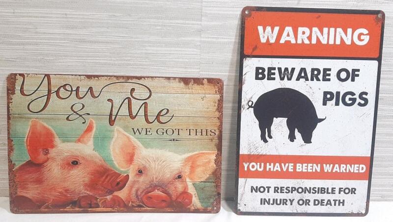 2 New Metal Signs | Pigs